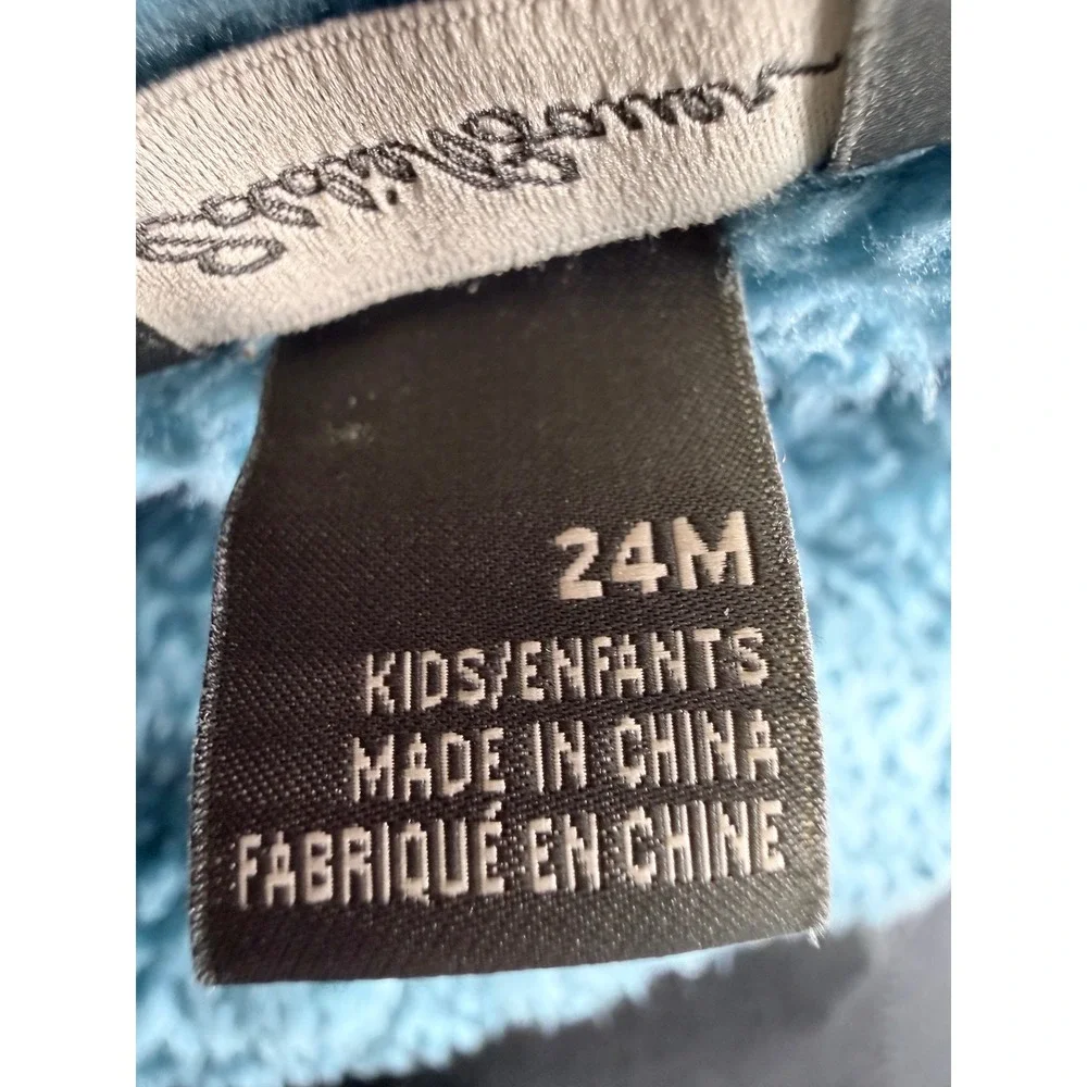 Eddie Bauer Kids Blue Sherpa Fleece Full Zip Hooded Jacket Bear Ears Size 12M